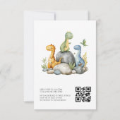 QR Code Schattigee Dinosaur Hatching Soon Baby sho Kaart (Achterkant)