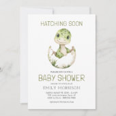 QR Code Schattigee Dinosaur Hatching Soon Baby sho Kaart (Voorkant)