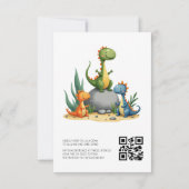 QR Code Schattigee Dinosaur Hatching Soon Baby sho Kaart (Achterkant)