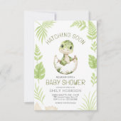 QR Code Schattigee Dinosaur Hatching Soon Baby sho Kaart (Voorkant)