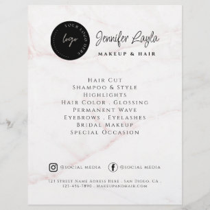 QR Code Schoonheidssalon Aangepast Logo Roze Marme Flyer