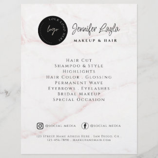 QR Code Schoonheidssalon Aangepast Logo Roze Marme Flyer