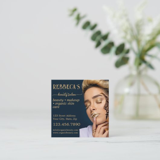 QR Code Schoonheidssalon Foto Bedrijf Vierkante Visitekaartje (Staand voorkant)