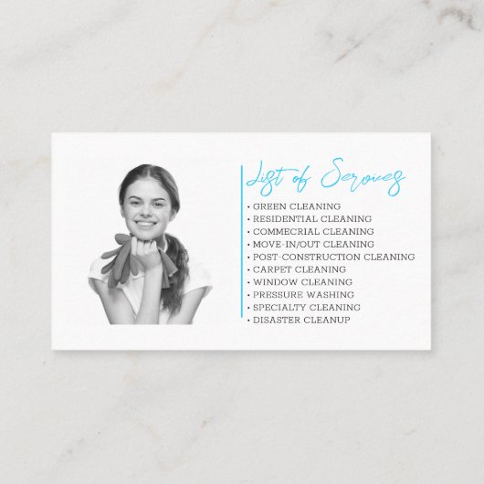 QR Code Schoonmaak Service Blauw Maid Foto Visitekaartje (Achterkant)