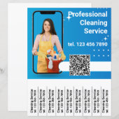 QR Code Schoonmaakdienst Flyer Afscheur stroken (Voorkant / Achterkant)