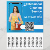 QR Code Schoonmaakdienst Flyer Afscheur stroken (Voorkant)