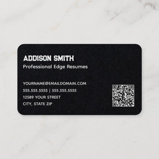 QR-code schrijver hervatten Visitekaartje (Achterkant)