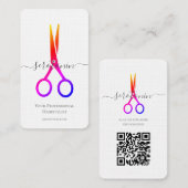 QR Code Scissor Haarstylist Visitekaartje (Voorkant / Achterkant)