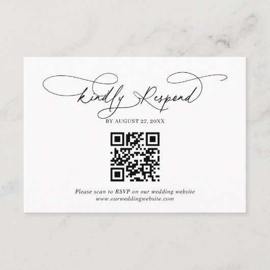 QR Code Script Floral Dusty Blue Wedding RSVP Informatiekaartje (Voorkant)