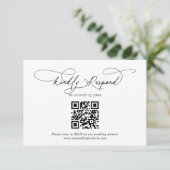 QR Code Script Floral Dusty Blue Wedding RSVP Informatiekaartje (Staand voorkant)
