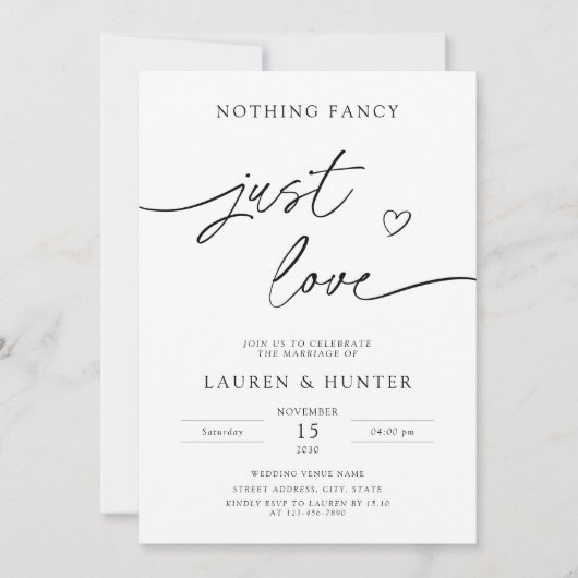 QR Code Script Niets Fancy Alleen Liefde Trouwen Kaart (Voorkant)