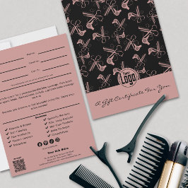 QR Code Service Opmerking Roze Stylist Cadeaubon