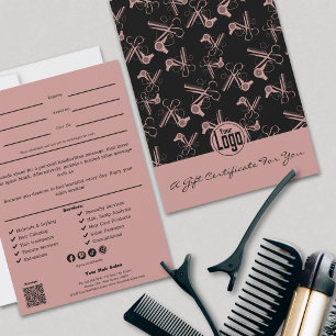 QR Code Service Opmerking Roze Stylist Cadeaubon