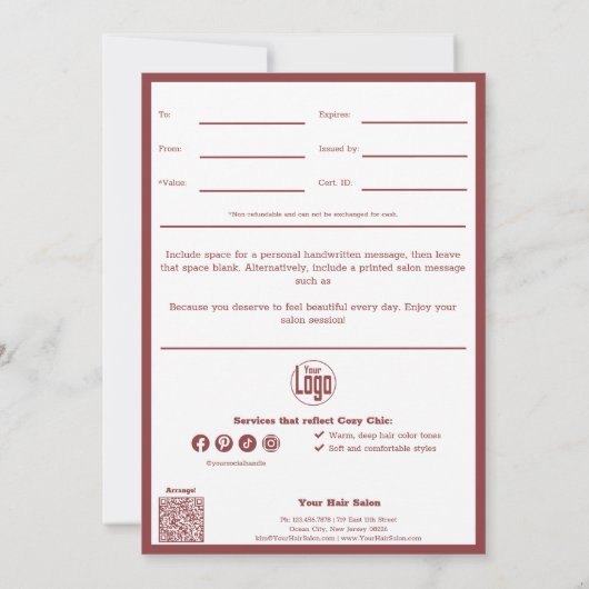 QR Code Services Notitie November Cadeaubon (Achterkant)