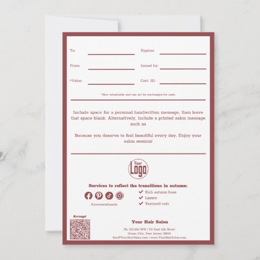 QR Code Services Opmerking September Cadeaubon (Achterkant)