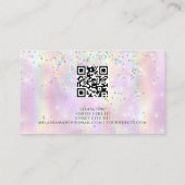 QR-code Shiny Beauty Holographic Pink Glitter Visitekaartje (Achterkant)