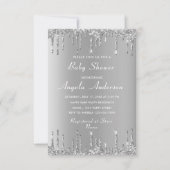 QR-code Silver Glitter Baby Girl Shower Kaart (Voorkant)