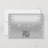 QR-code Silver Glitter Baby Girl Shower Kaart (Achterkant)