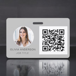 QR-code Silver Grey Photo Visitekaartje Badge