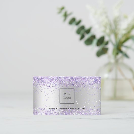 QR-code Silver Lavender Visitekaartje (Staand voorkant)