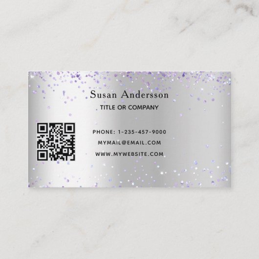 QR-code Silver Lavender Visitekaartje (Achterkant)