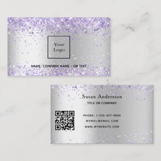 QR-code Silver Lavender Visitekaartje (Voorkant / Achterkant)