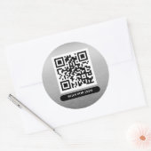QR-code Silver Platinum Unieke Professional Trendy Ronde Sticker (Envelop)