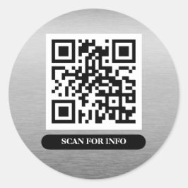 QR-code Silver Platinum Unieke Professional Trendy Ronde Sticker