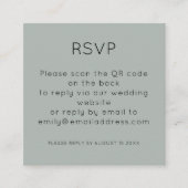 QR-code Silver Sage Green Wedding RSVP-behuizing Informatiekaartje (Voorkant)