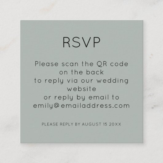 QR-code Silver Sage Green Wedding RSVP-behuizing Informatiekaartje (Voorkant)