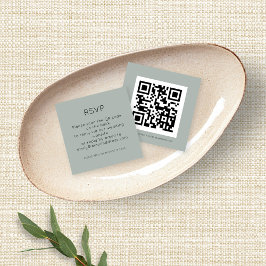 QR-code Silver Sage Green Wedding RSVP-behuizing Informatiekaartje