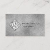 QR-code Silver Shimmer Visitekaartje (Voorkant)