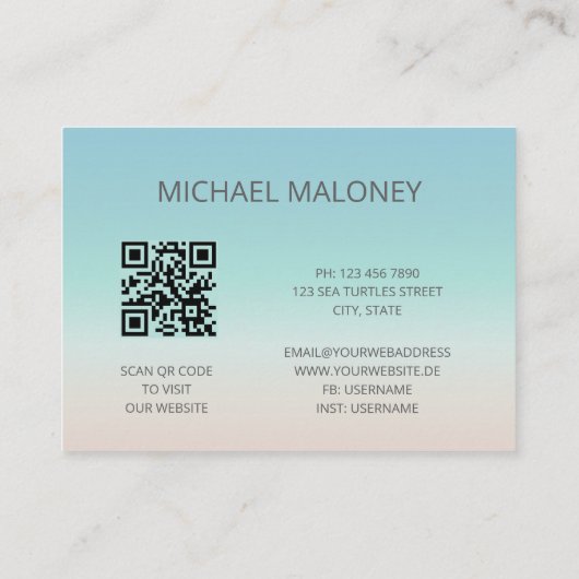 QR-code | Silver Zee Turquoise Coastal Visitekaartje (Achterkant)