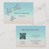 QR-code | Silver Zee Turquoise Coastal Visitekaartje (Voorkant / Achterkant)