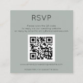 QR Code Silvery Sage Green Wedding RSVP Enclosure Informatiekaartje (Voorkant)