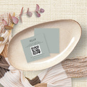 QR Code Silvery Sage Green Wedding RSVP Enclosure Informatiekaartje