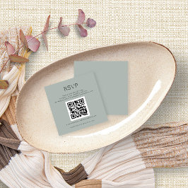 QR Code Silvery Sage Green Wedding RSVP Enclosure Informatiekaartje