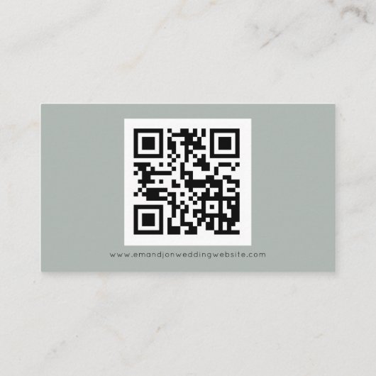 QR-code Silvery Sage Green Wedding Website Enclos Informatiekaartje (Achterkant)