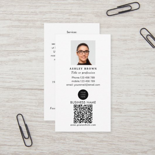 QR-code simpele moderne professionele makelaarfoto Visitekaartje (Voorkant / Achterkant in situ)