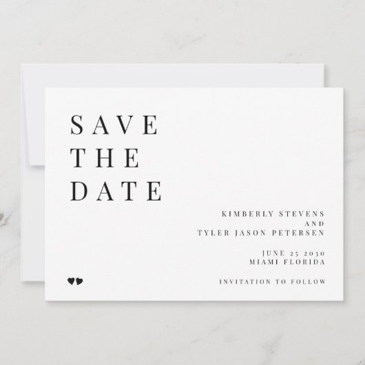 QR CODE Simple 4 photocollage typografie bruiloft Save The Date (Voorkant)
