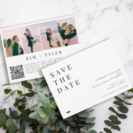 QR CODE Simple 4 photocollage typografie bruiloft Save The Date