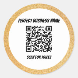 QR-code Simple Black Silk Luxury Gold Lijst Ronde Sticker