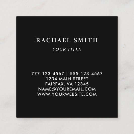 QR-code Simple Black Square Visitekaartje (Achterkant)