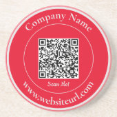 QR Code Simple Bold Red en White Scan me Zandsteen Onderzetter (Voorkant)