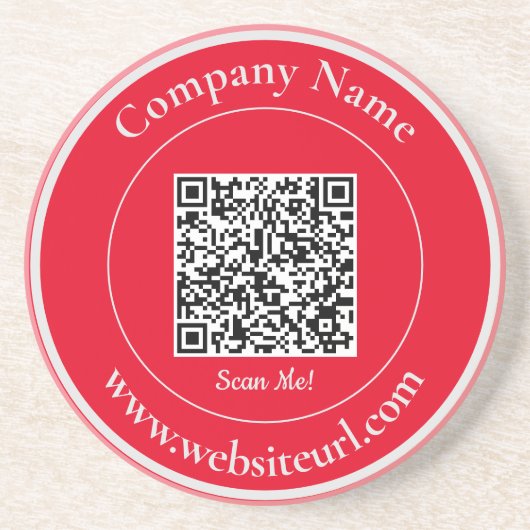 QR Code Simple Bold Red en White Scan me Zandsteen Onderzetter (Voorkant)