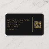 QR Code Simple Classy Elegant Zwart en Goud Visitekaartje (Achterkant)