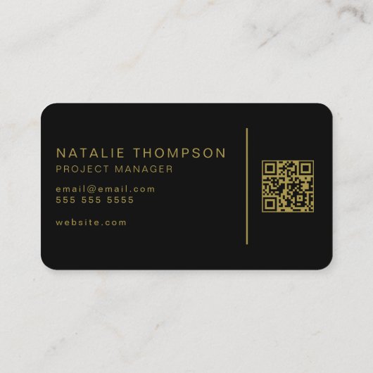 QR Code Simple Classy Elegant Zwart en Goud Visitekaartje (Achterkant)