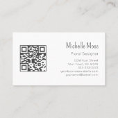 QR code Simple Daisy Floral Designer Grijs Visitekaartje (Achterkant)