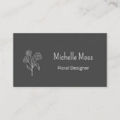 QR code Simple Daisy Floral Designer Grijs Visitekaartje (Voorkant)