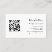 QR-code Simple Daisy Graphic Designer Zwart Wit Visitekaartje (Achterkant)